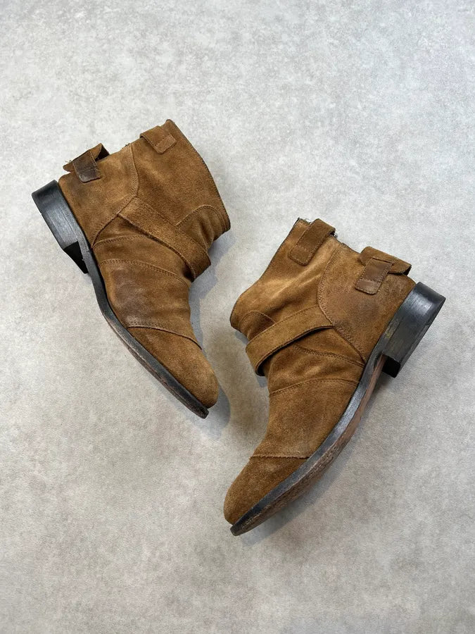 Balmain x H&M Camel Suede Buckle Strap Boots cnVeytV 2