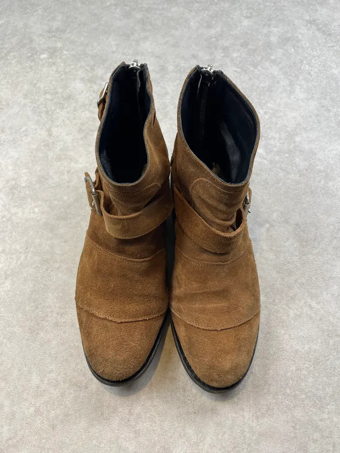Balmain x H&M Camel Suede Buckle Strap Boots cnVeytV 4