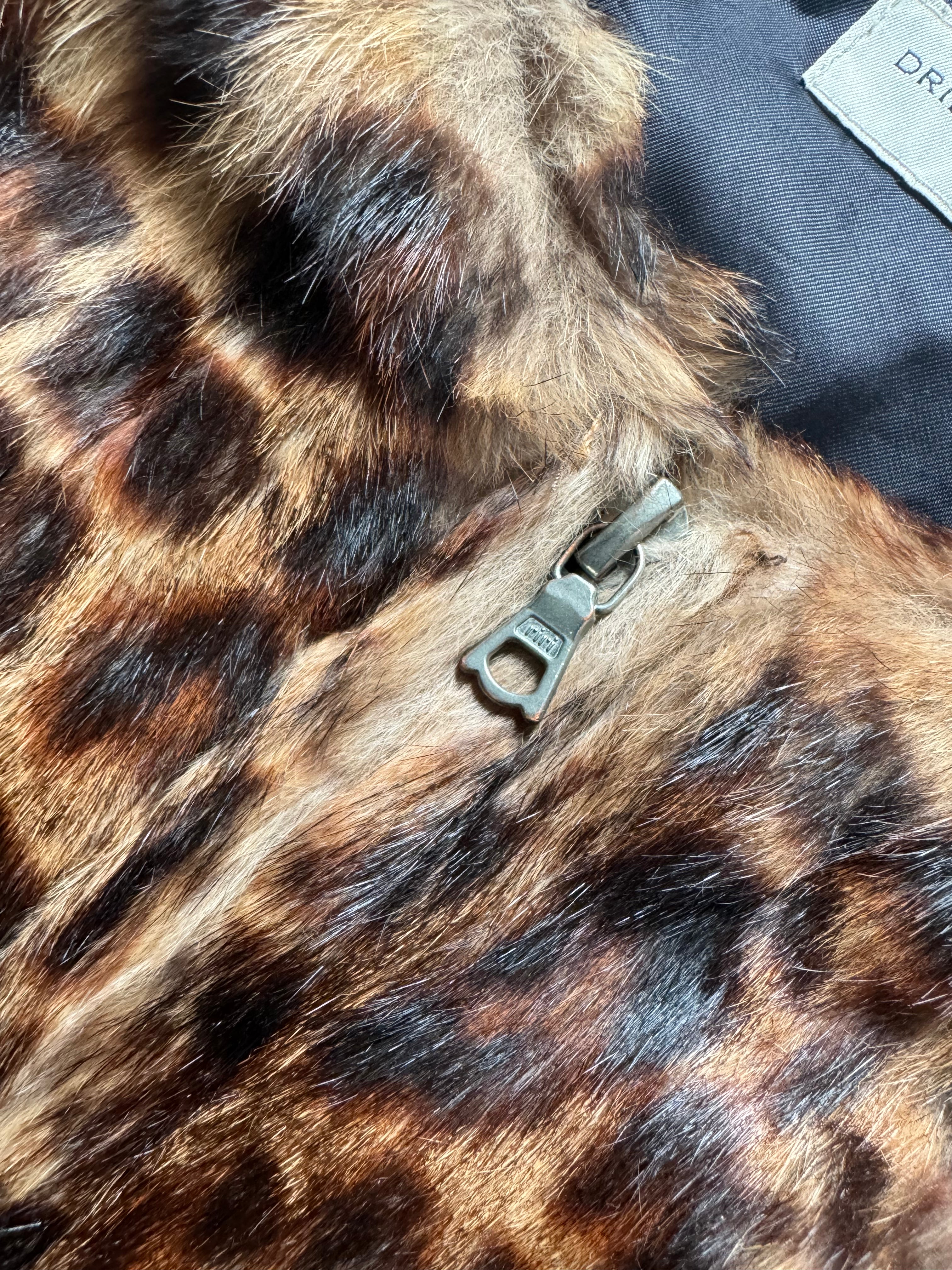 2000s Dries Van Noten Fur Zip Jaguar Leather Sweater (M) - 7