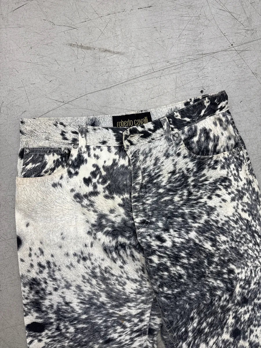 AW1999 Roberto Cavalli White Hallucination Cow Movement Pants bcFSGtol 11