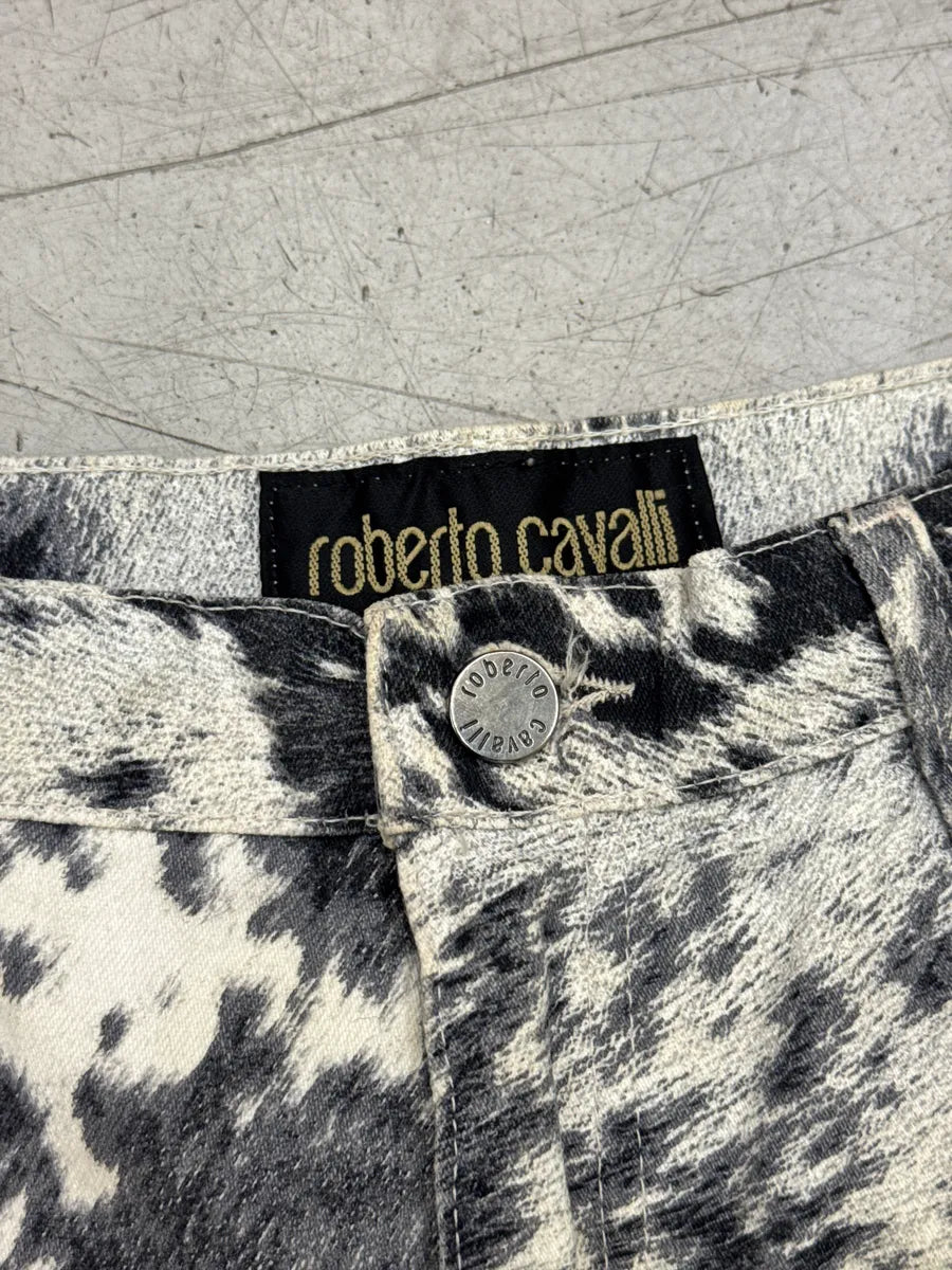 AW1999 Roberto Cavalli White Hallucination Cow Movement Pants bcFSGtol 12