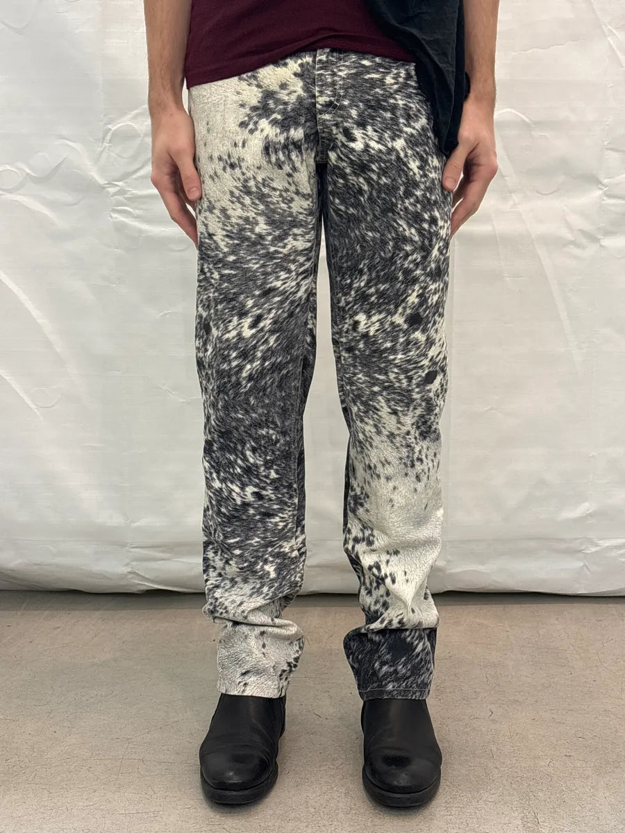 AW1999 Roberto Cavalli White Hallucination Cow Movement Pants bcFSGtol 1