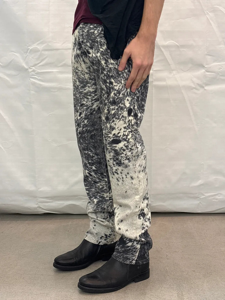AW1999 Roberto Cavalli White Hallucination Cow Movement Pants bcFSGtol 2
