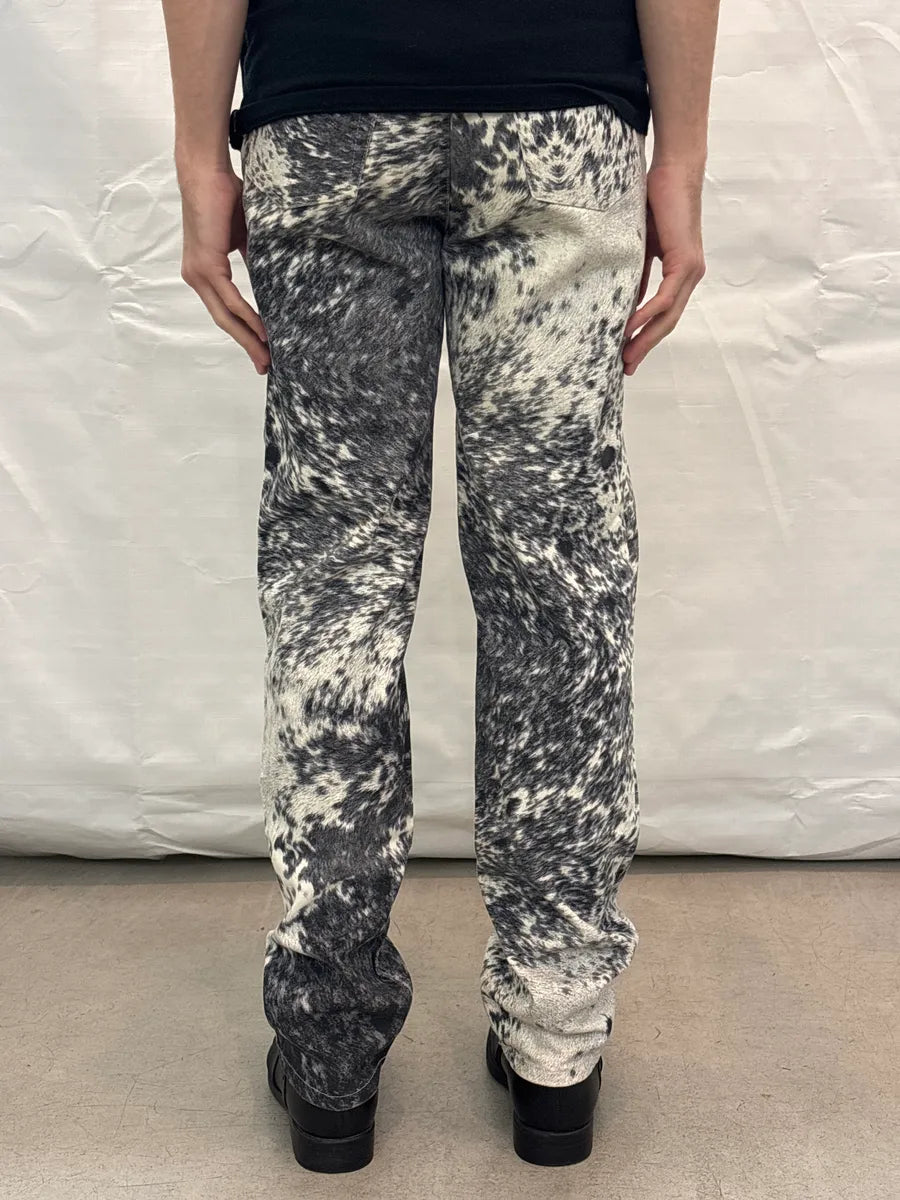 AW1999 Roberto Cavalli White Hallucination Cow Movement Pants bcFSGtol 3