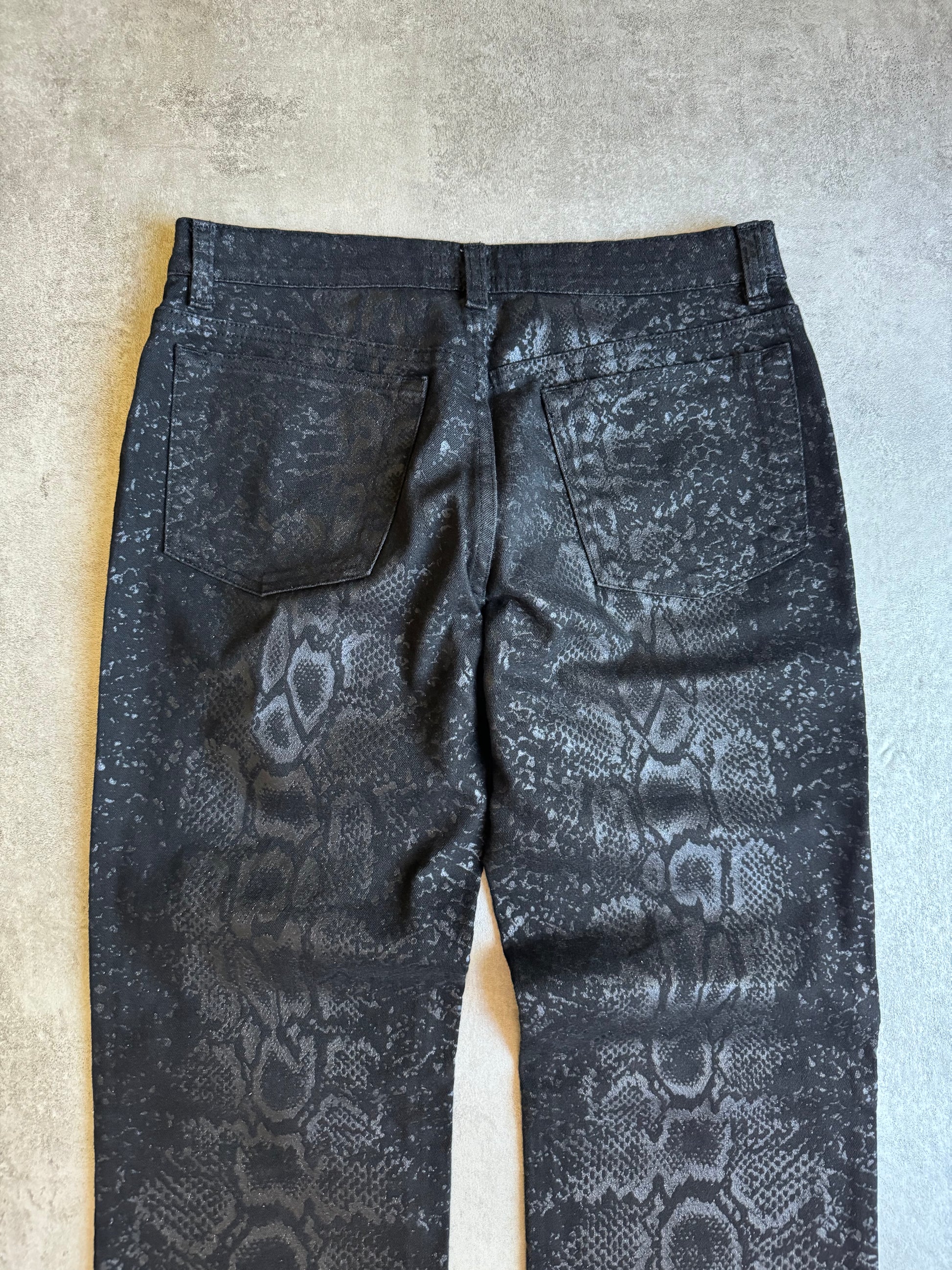 AW1999 Roberto Cavalli Black Serpent Python Pants (S) - 4