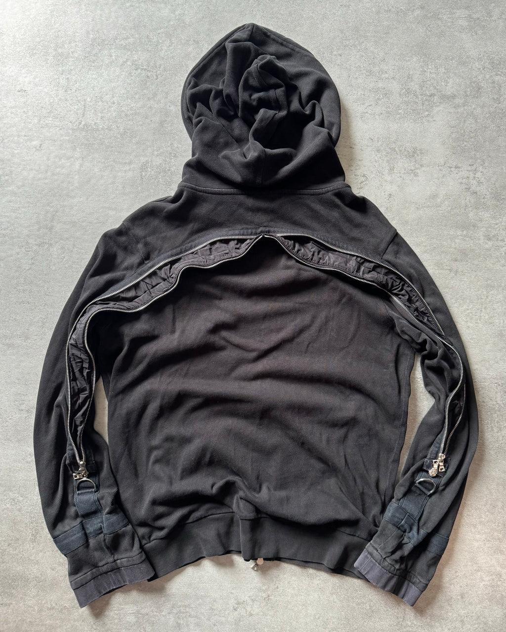 AW2014 Dries Van Noten Full Back-Zip Black Hooded Sweater (M) - 1