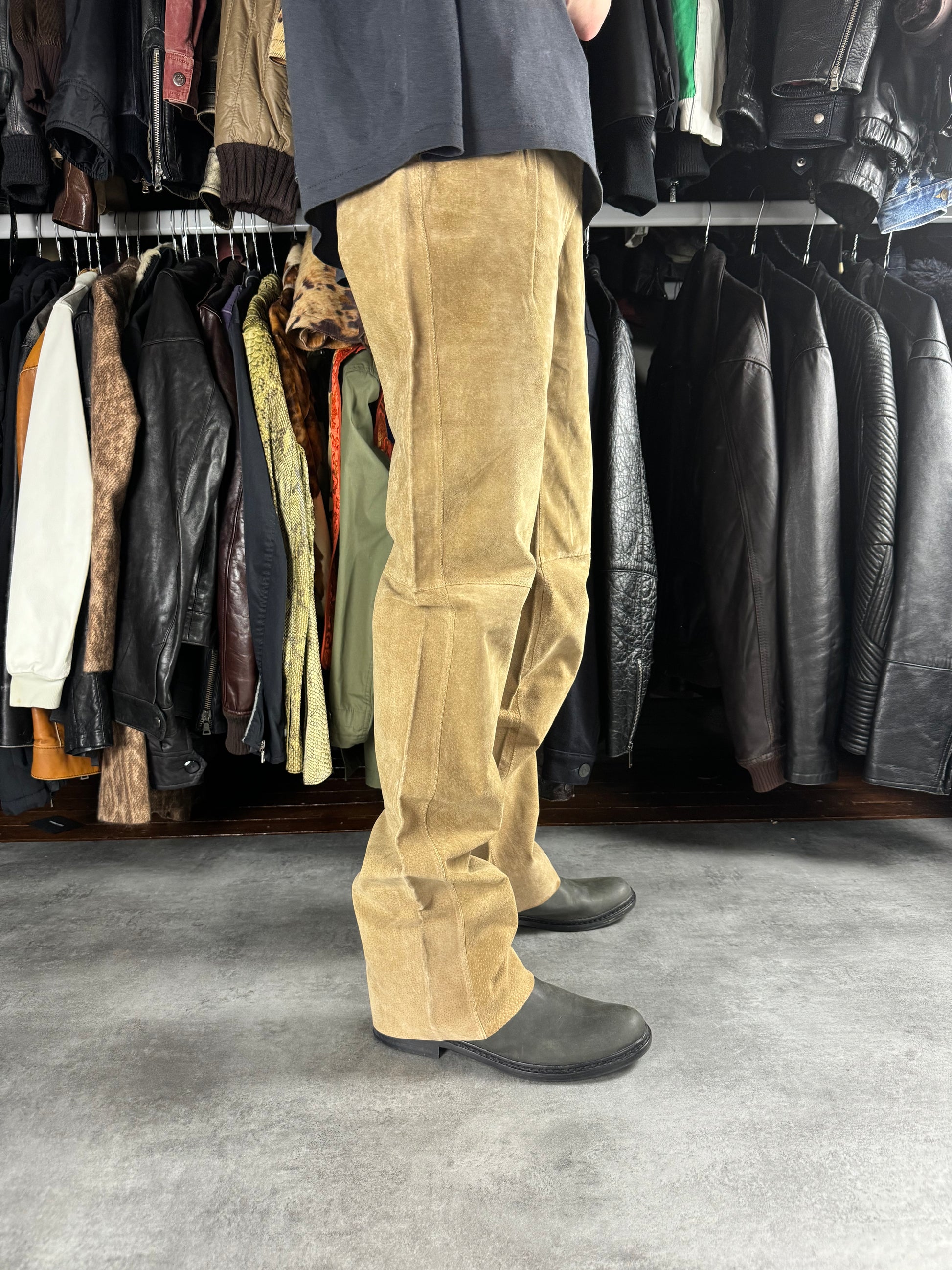 2000s Dolce & Gabbana Camel Leather Pants (M) - 4