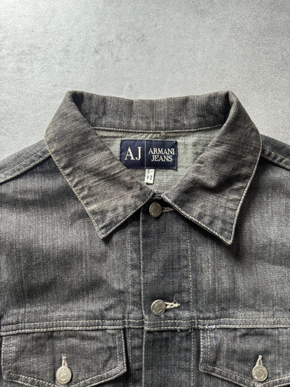 1990s Armani Grey Washed Denim Jacket  (L) - 6