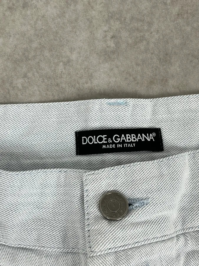 2000s Dolce & Gabbana Washed White Denim Jeans ZlvpCvu 9