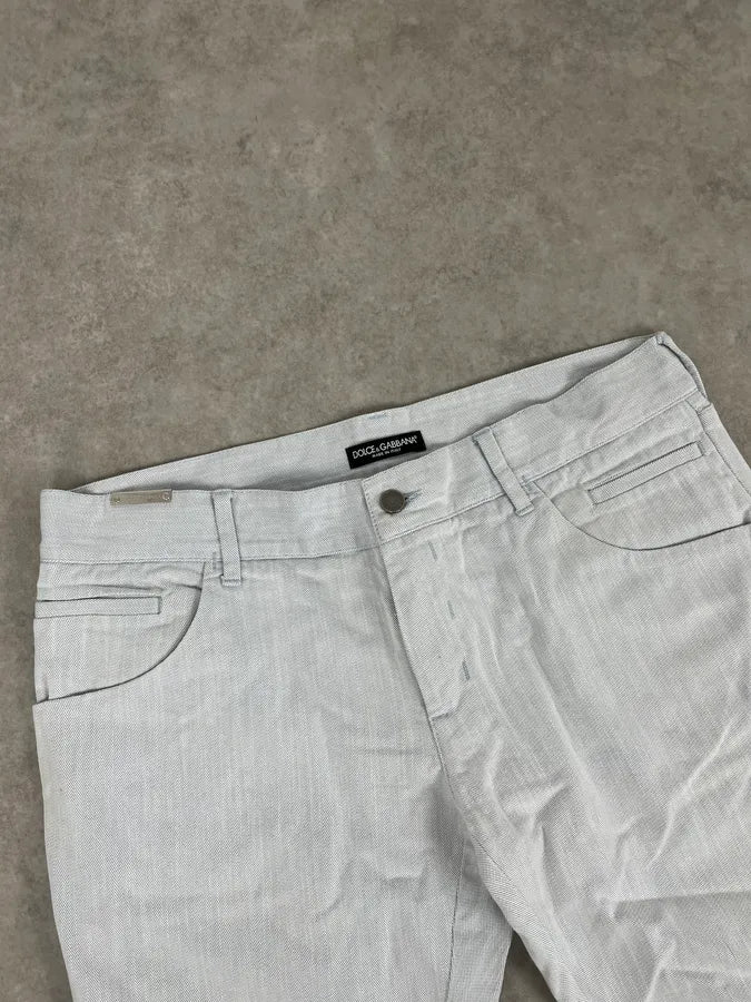 2000s Dolce & Gabbana Washed White Denim Jeans ZlvpCvu 5