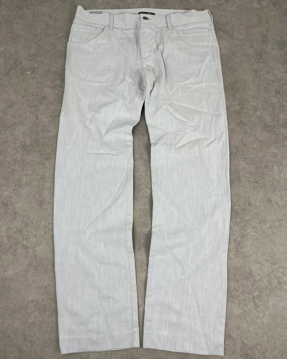 2000s Dolce & Gabbana Washed White Denim Jeans ZlvpCvu 3