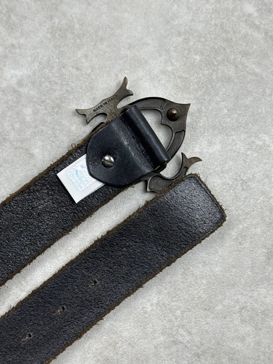 2000s Cavalli Black Leather Gothic Buckle Belt bfrdaEPS 6