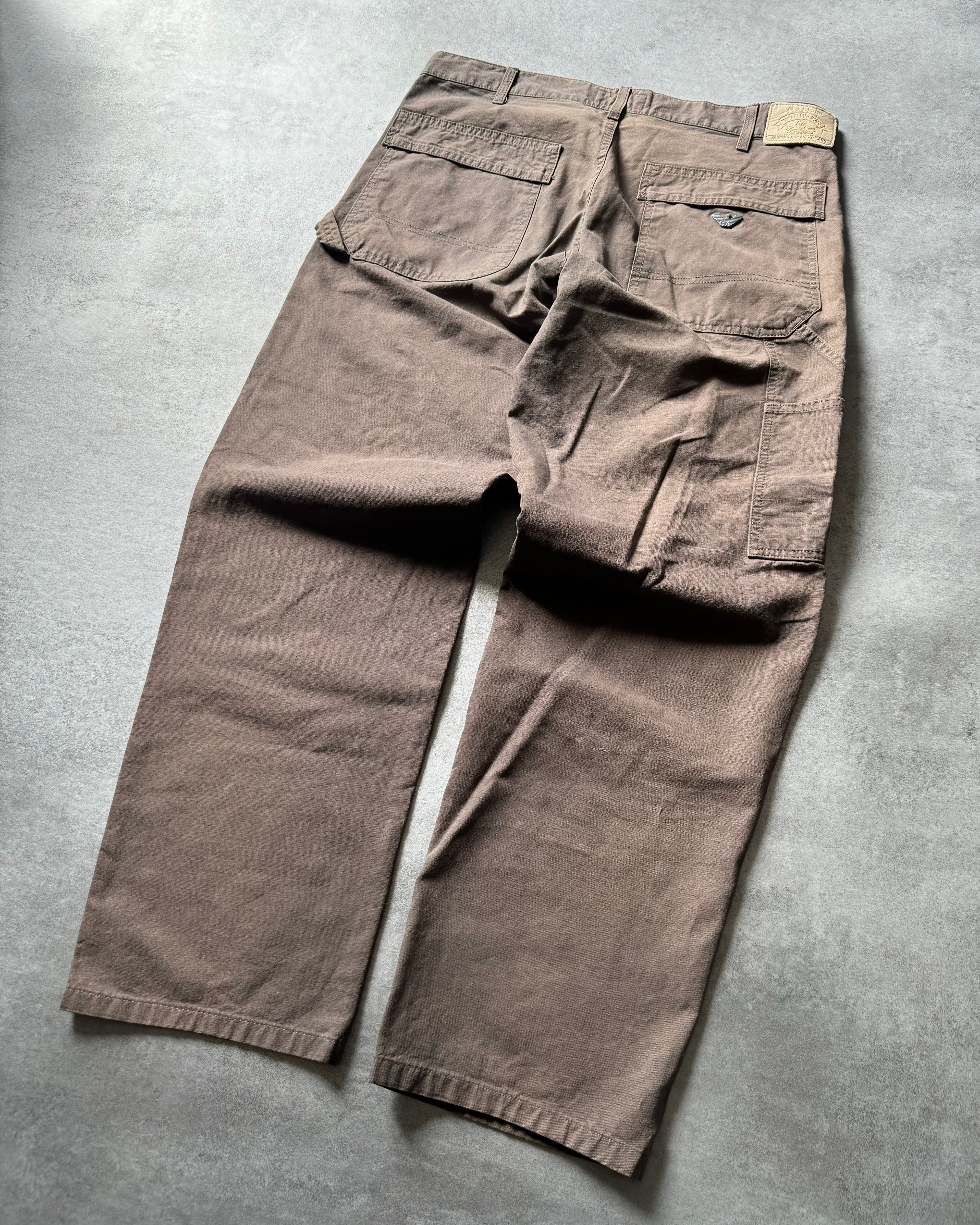 1990s Armani Brown Faded Cozy Oversized Pants  (XL) - 4