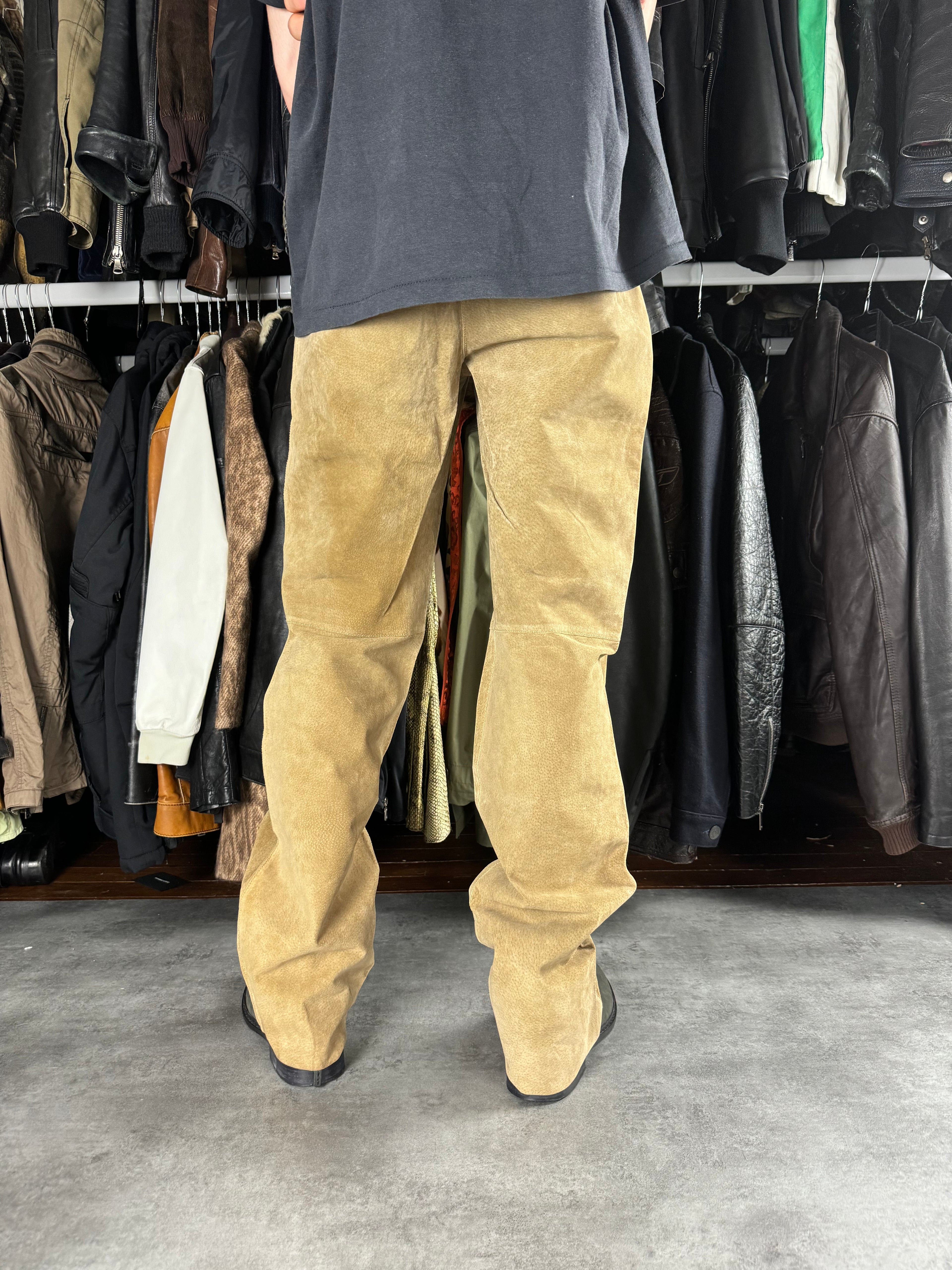 2000s Dolce & Gabbana Camel Leather Pants (M) - 3