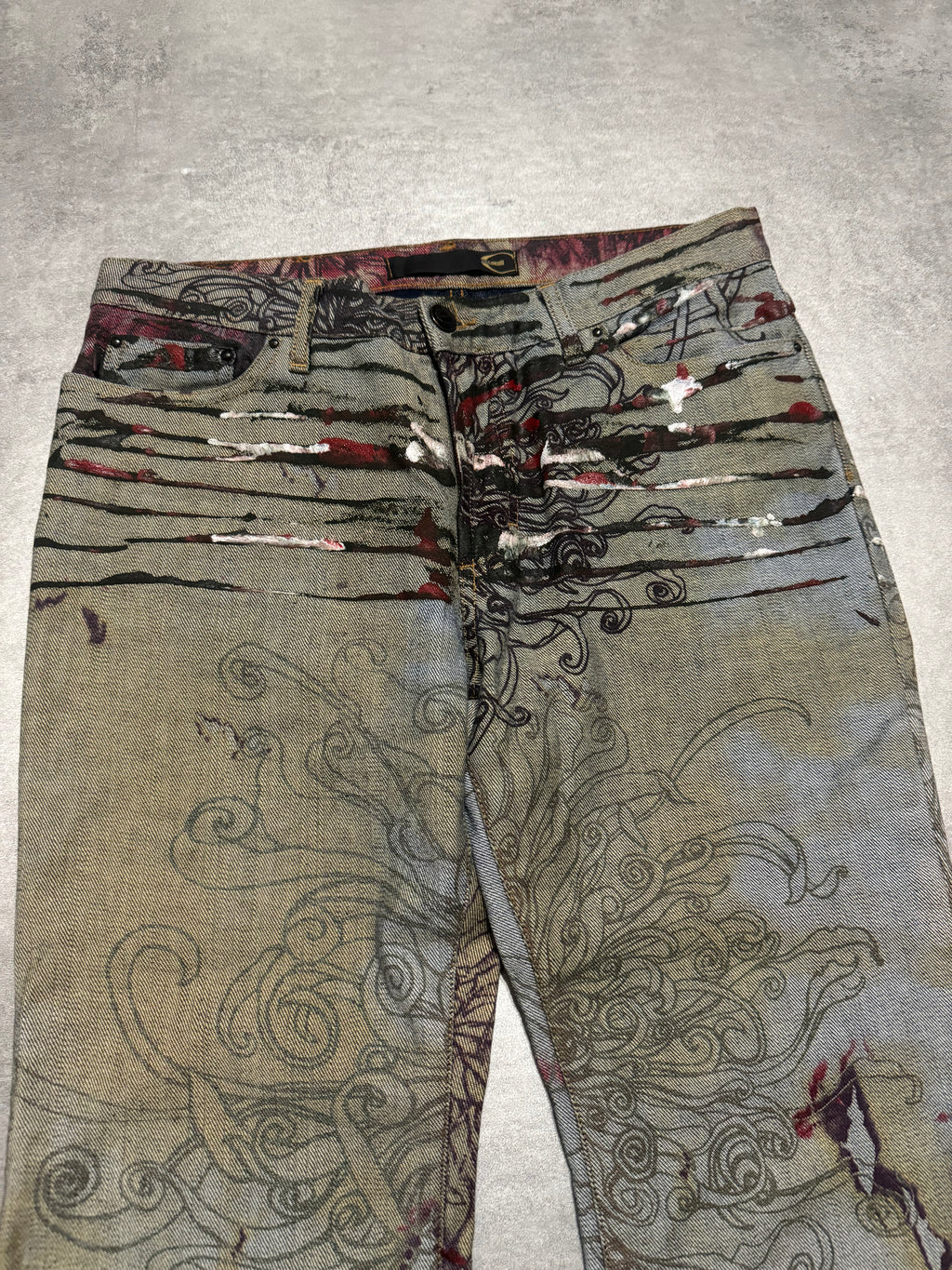 2000s Cavalli Scar Nature Flowers Grey Pants (S) - 8