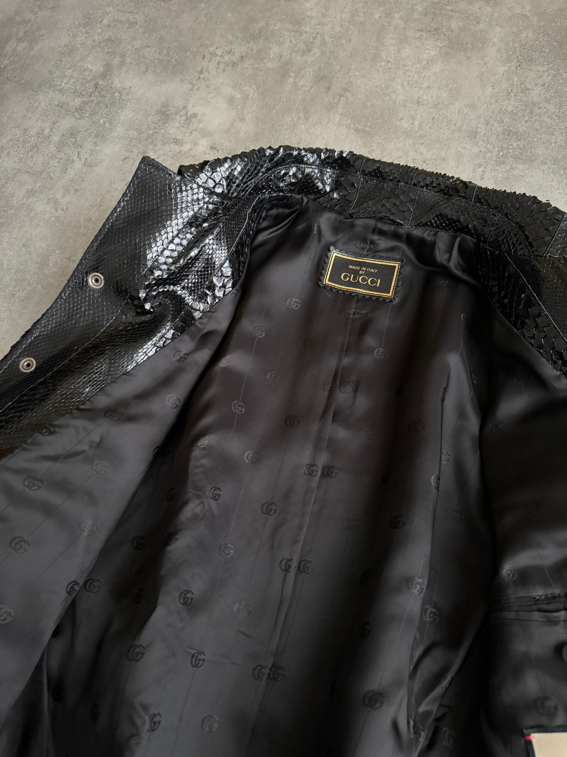 Gucci Black Python Leather Jacket (M) - 10