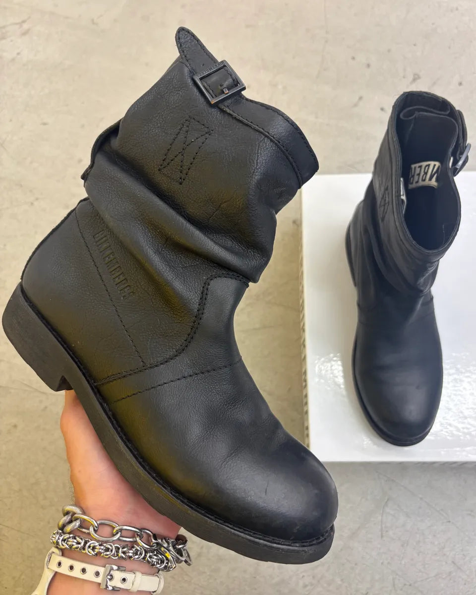 Dirk Bikkembergs Black Leather Combat Ankle Boots oLSaSMI 0