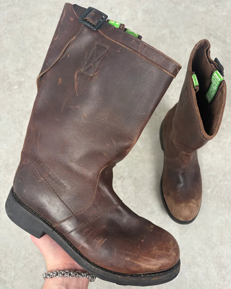 Bikkembergs Archive Brown Eroded Leather Ankle Boots tBYTcpW 0