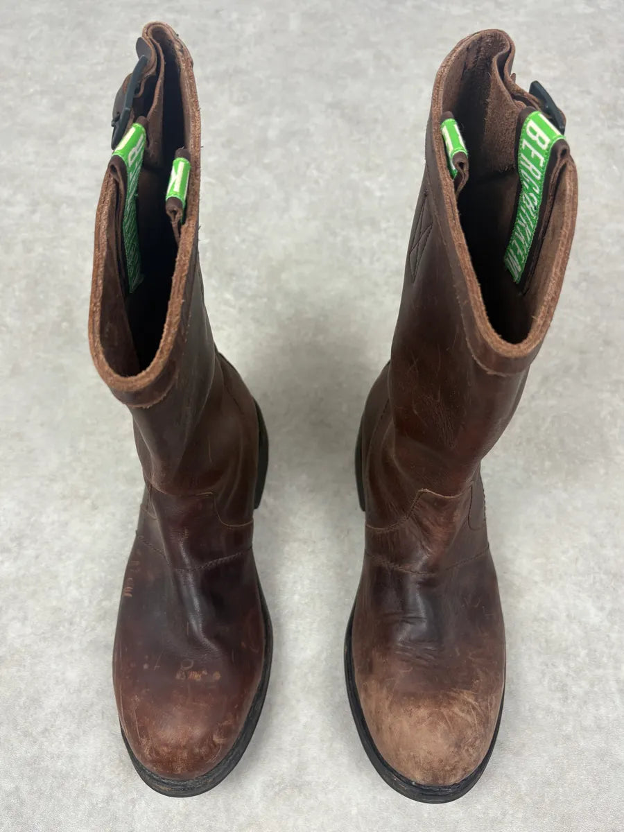 Bikkembergs Archive Brown Eroded Leather Ankle Boots tBYTcpW 1