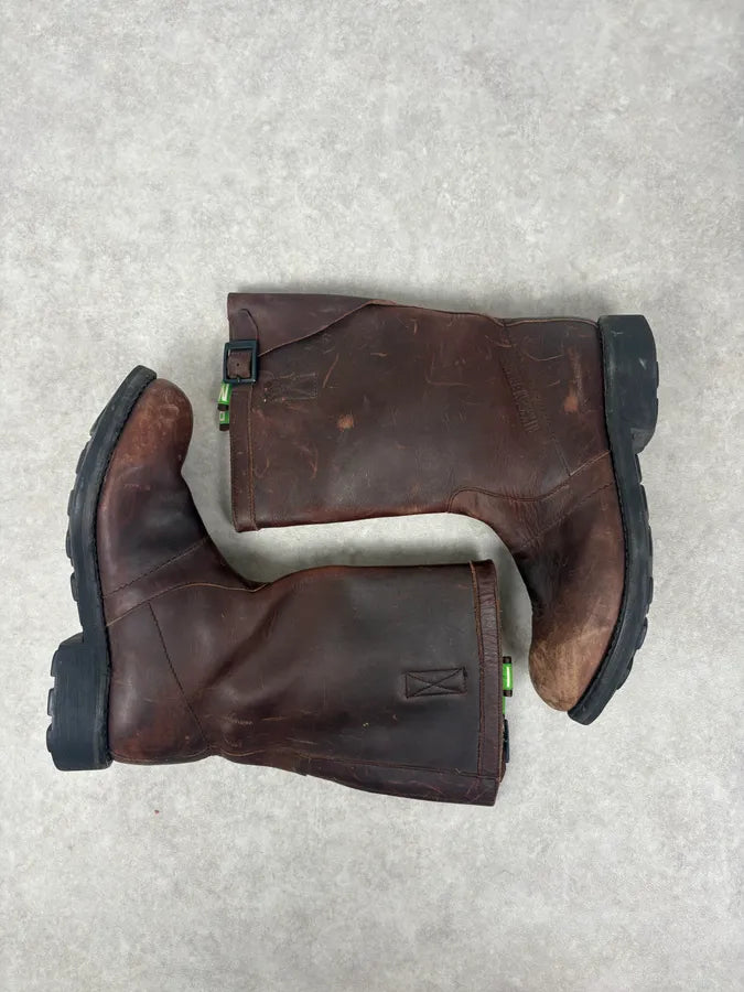 Bikkembergs Archive Brown Eroded Leather Ankle Boots tBYTcpW 2