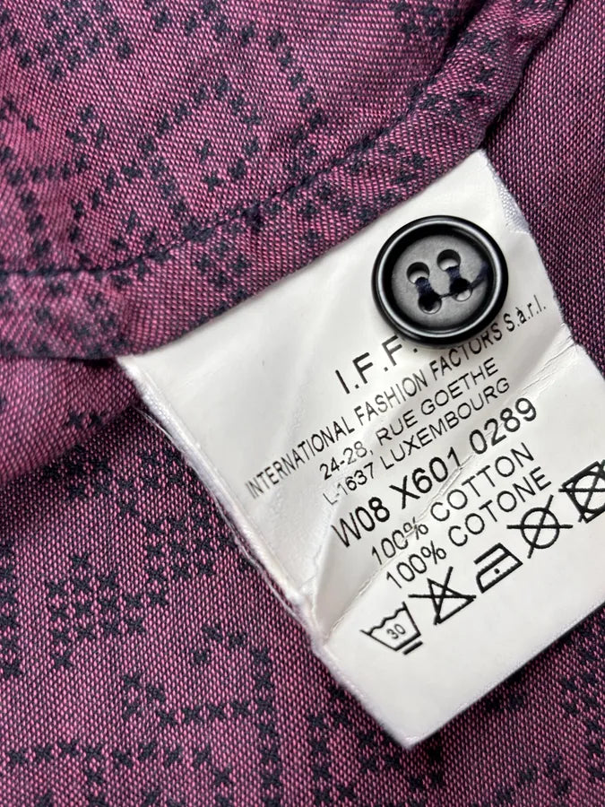 AW2008 Bikkembergs Black Purple Geometric Patterned Shirt EfyVgzE 10