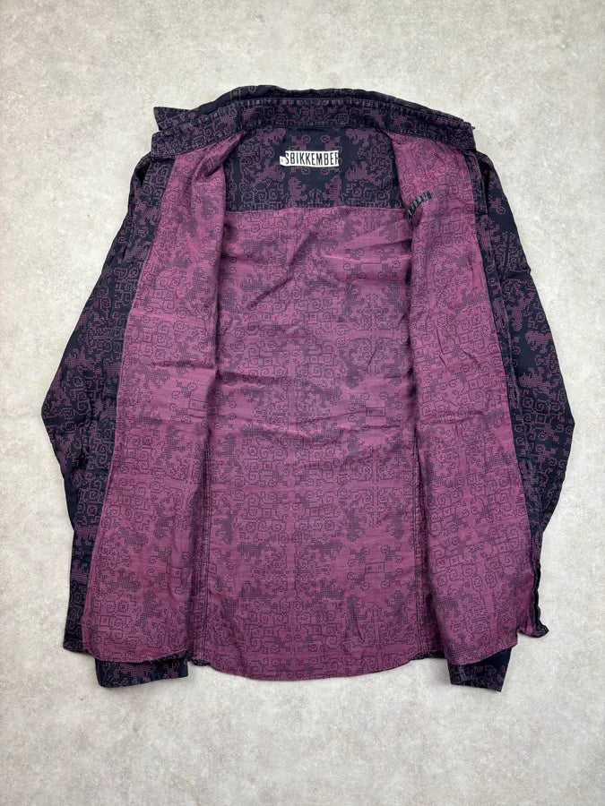 AW2008 Bikkembergs Black Purple Geometric Patterned Shirt EfyVgzE 6