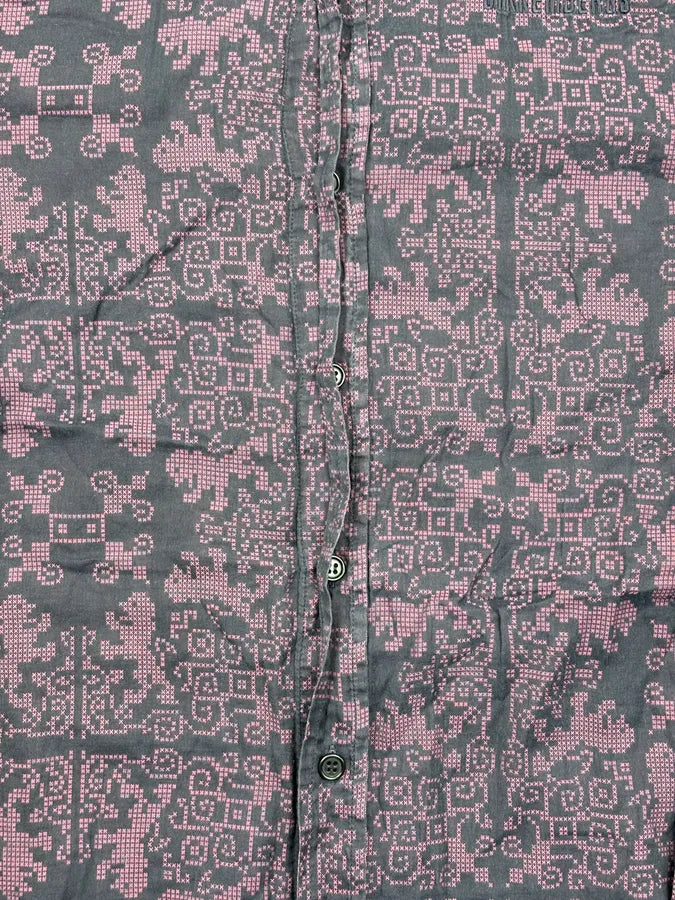 AW2008 Bikkembergs Black Purple Geometric Patterned Shirt EfyVgzE 8