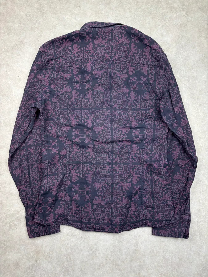 AW2008 Bikkembergs Black Purple Geometric Patterned Shirt EfyVgzE 4