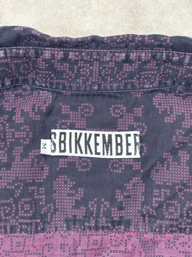 AW2008 Bikkembergs Black Purple Geometric Patterned Shirt EfyVgzE 11