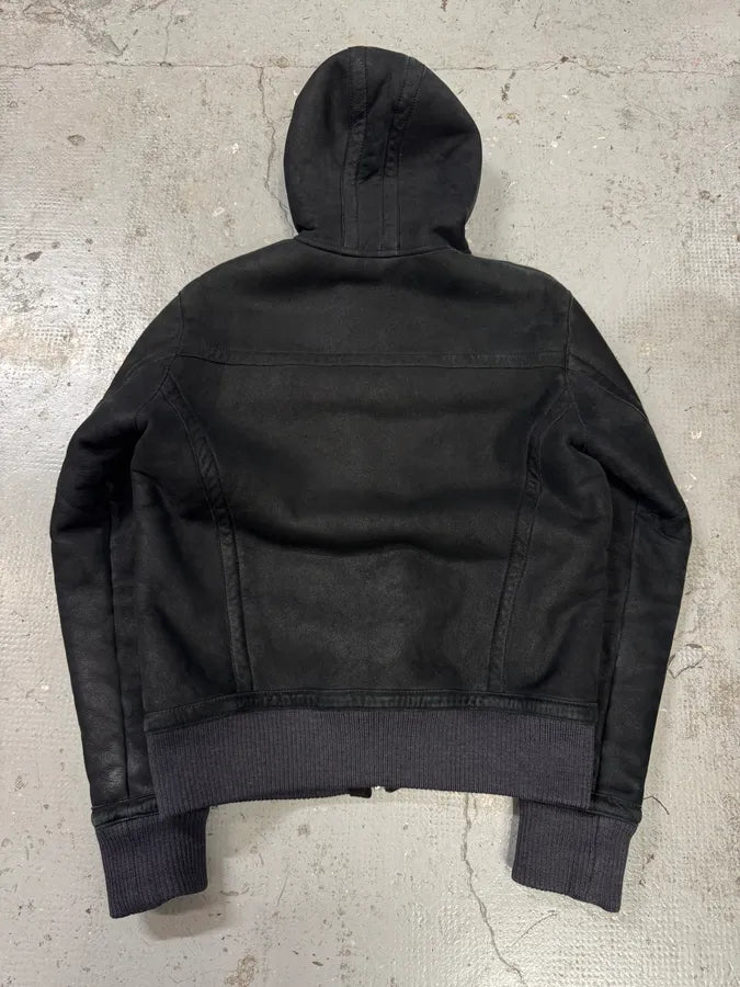Bikkembergs Black Hooded Sheep Leather Jacket (M) 2