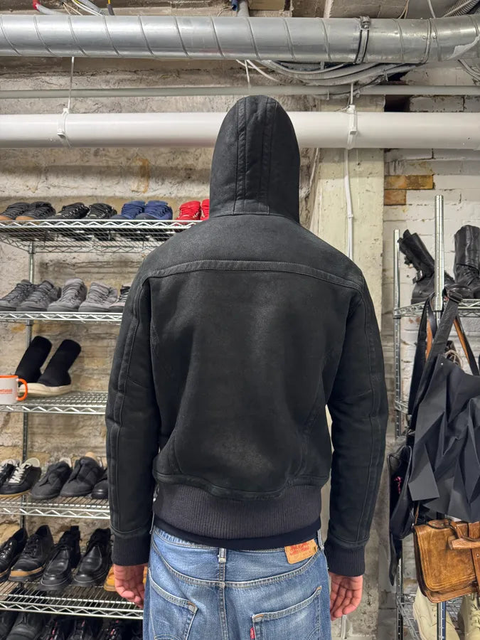 Bikkembergs Black Hooded Sheep Leather Jacket (M) 4