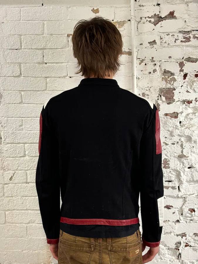 2000s Dirk Bikkembergs Mondrian Leather Color-Block Biker Leather Jacket QDxmkjD 2