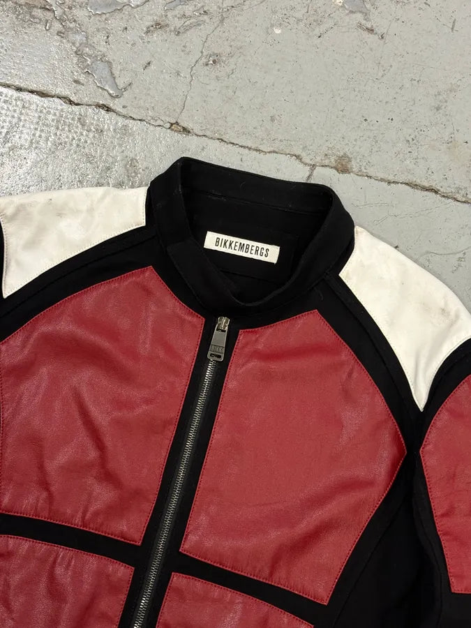 2000s Dirk Bikkembergs Mondrian Leather Color-Block Biker Leather Jacket QDxmkjD 3