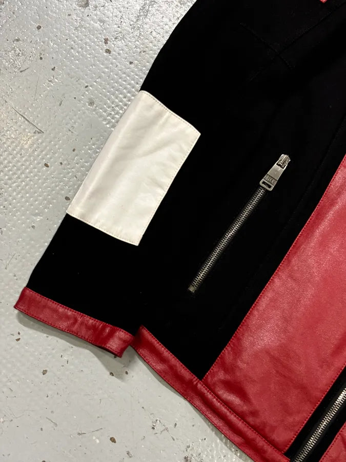 2000s Dirk Bikkembergs Mondrian Leather Color-Block Biker Leather Jacket QDxmkjD 7