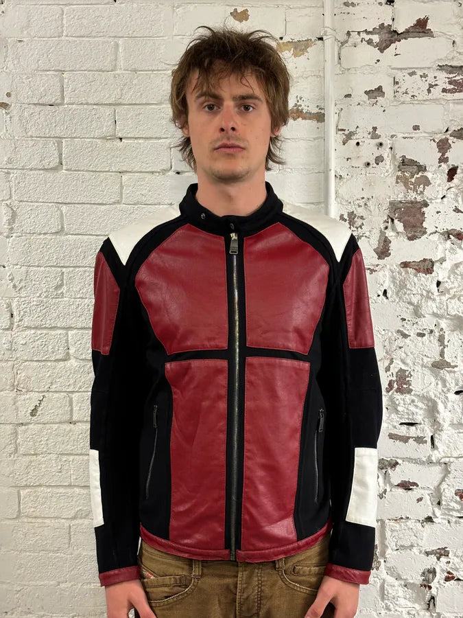 2000s Dirk Bikkembergs Mondrian Leather Color-Block Biker Leather Jacket QDxmkjD 1