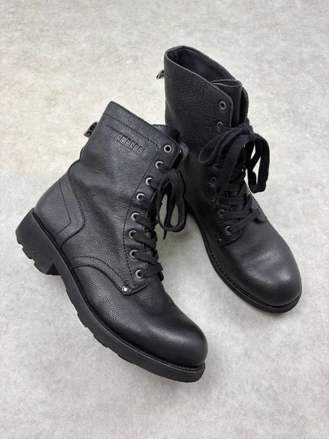 Bikkembergs Black Leather Combat Boots gPRMnjd 4