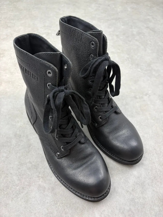 Bikkembergs Black Leather Combat Boots gPRMnjd 3