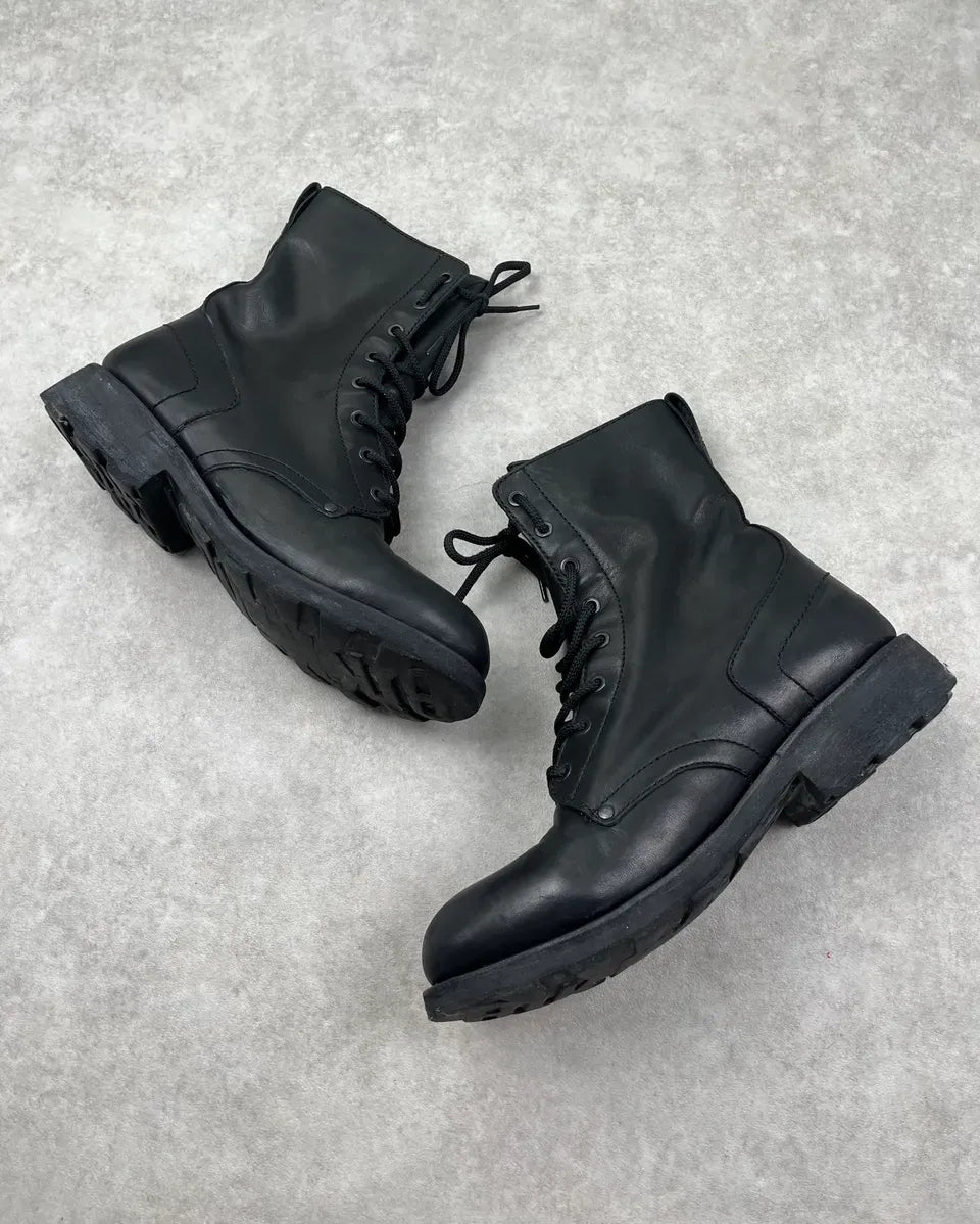Bikkembergs Black Leather Combat Laced Boots NtEYFcC 2