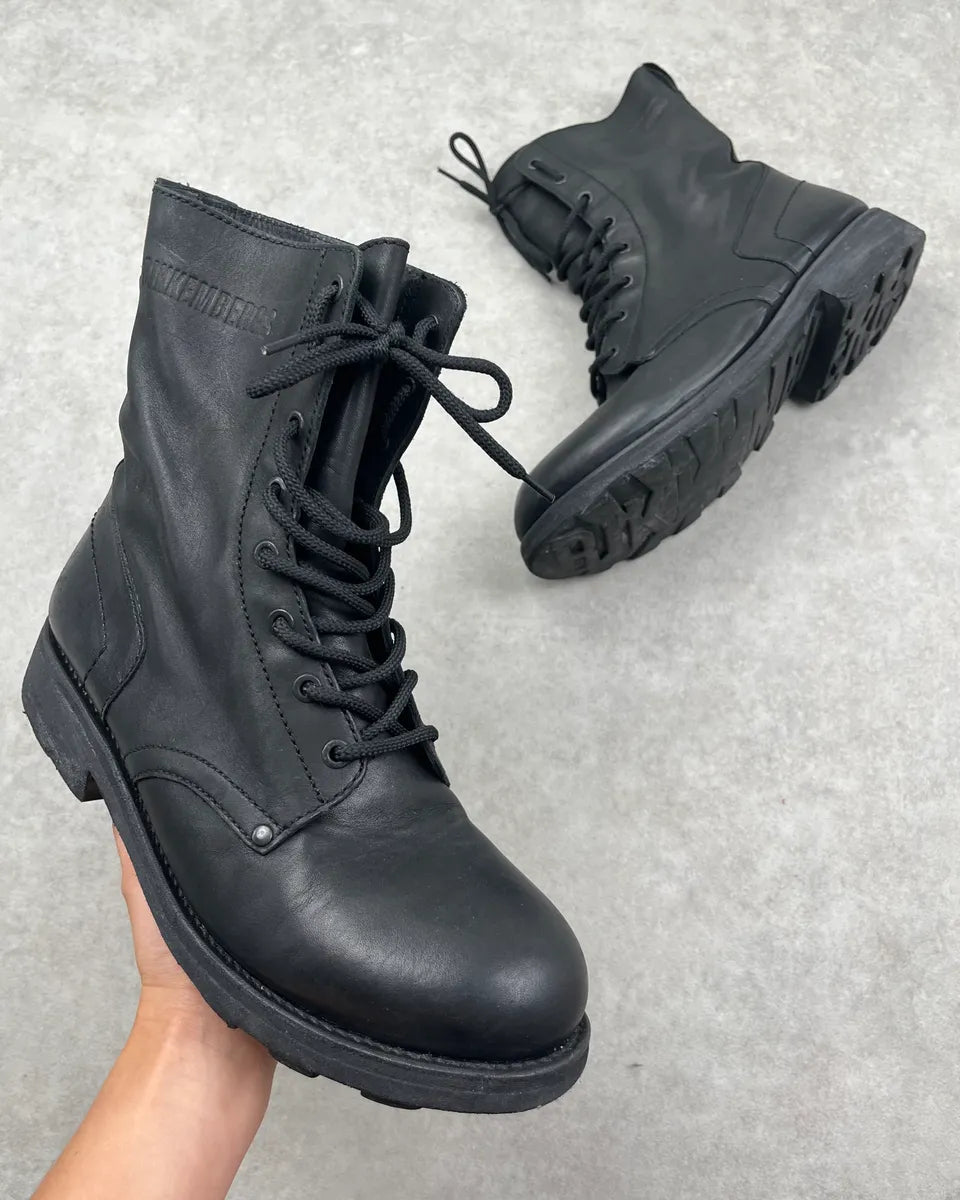 Bikkembergs Black Leather Combat Laced Boots NtEYFcC 0