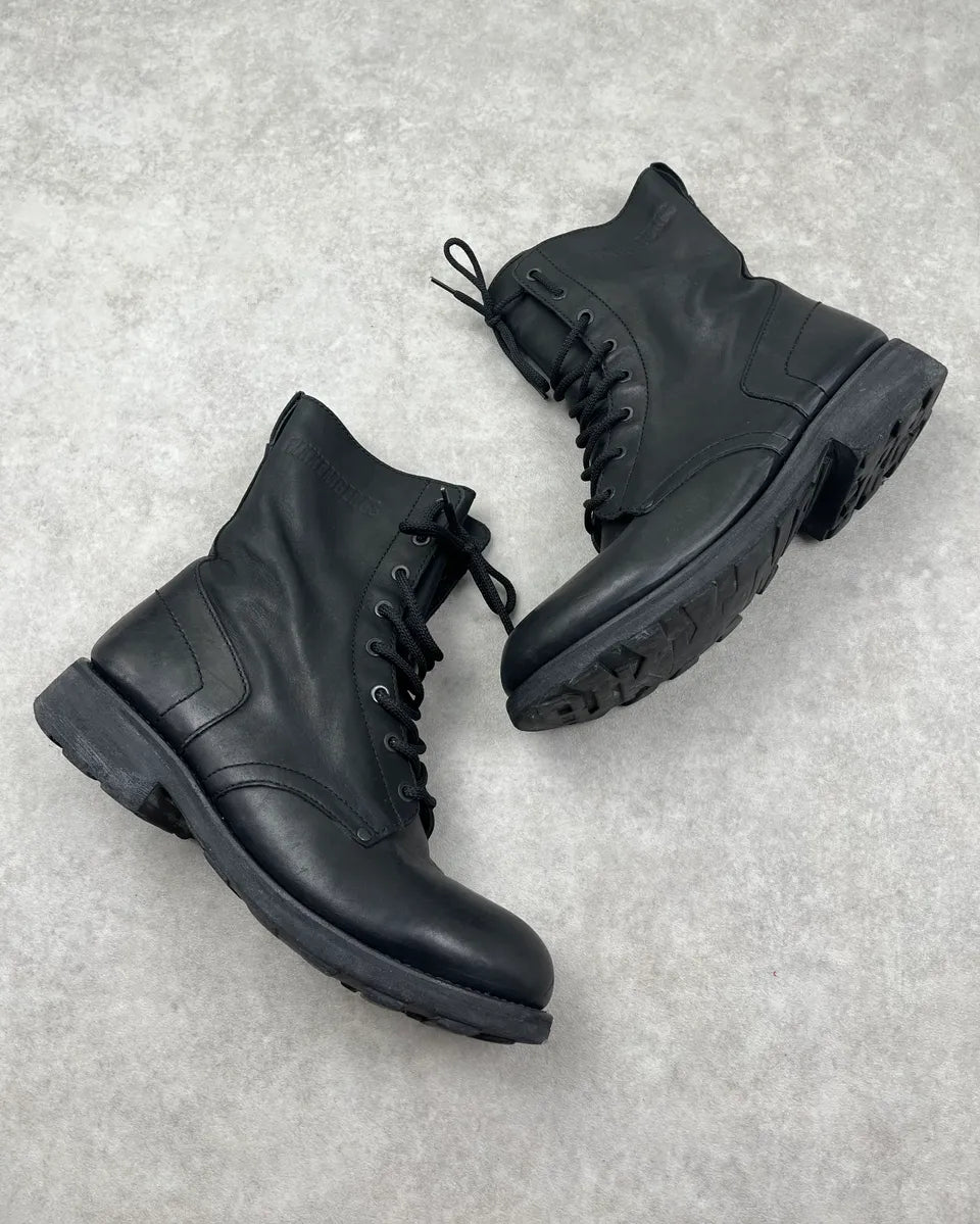 Bikkembergs Black Leather Combat Laced Boots NtEYFcC 1