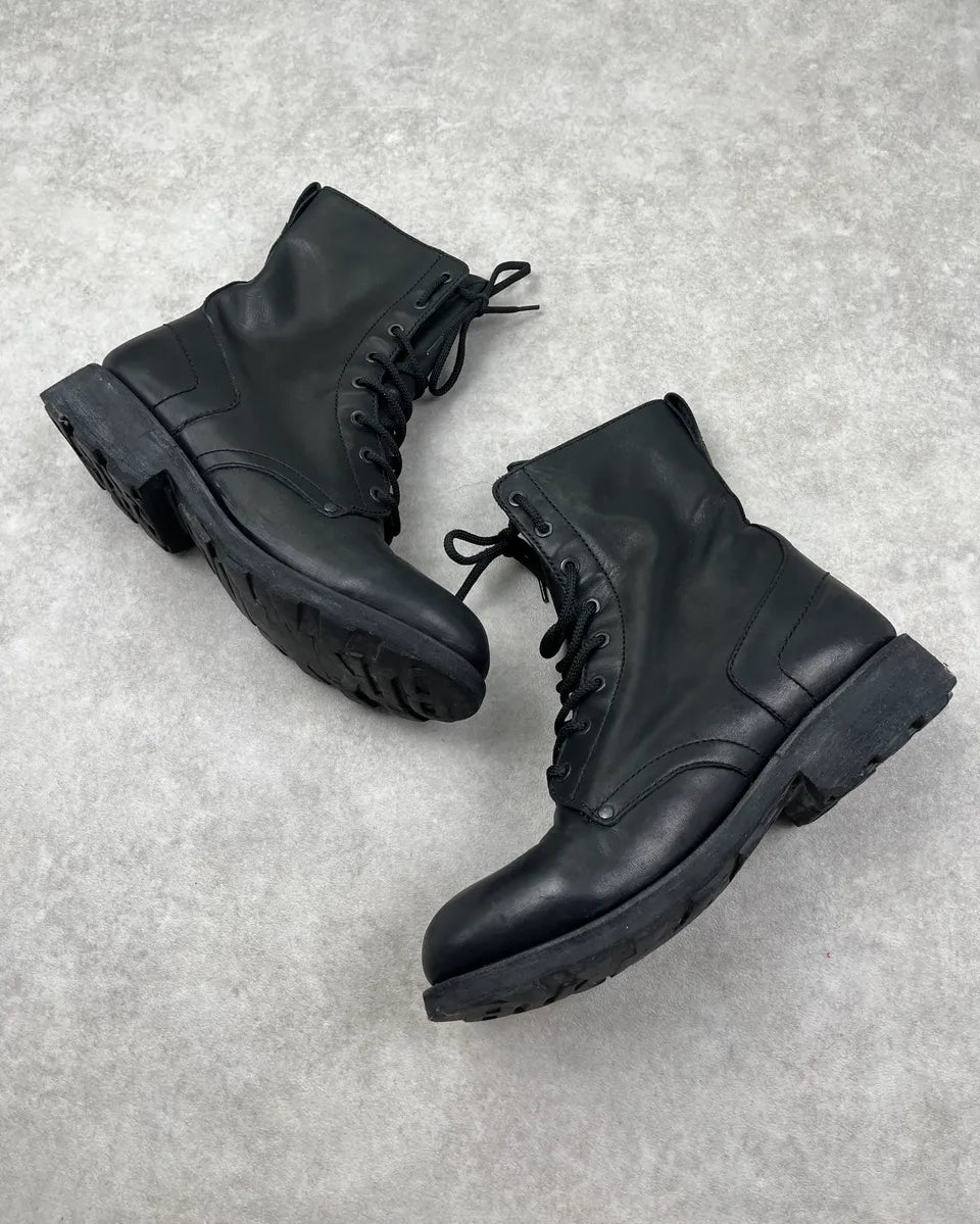 Bikkembergs Black Leather Combat Laced Boots NtEYFcC 2