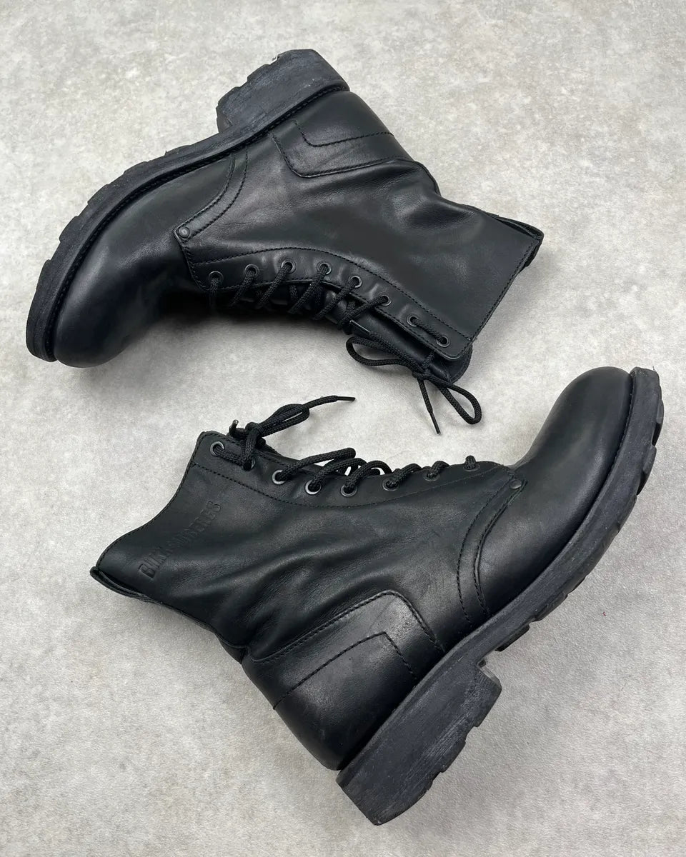 Bikkembergs Black Leather Combat Laced Boots NtEYFcC 3
