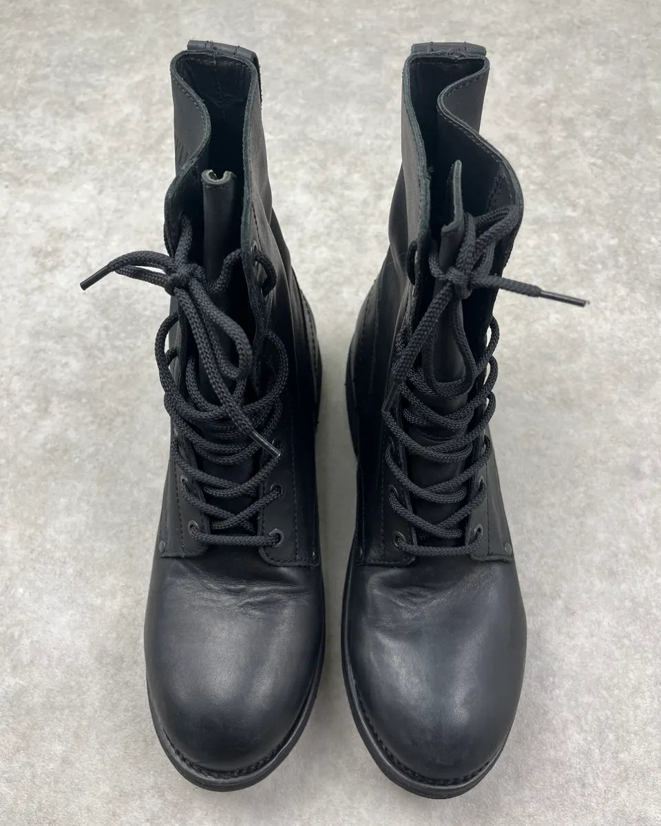 Bikkembergs Black Leather Combat Laced Boots NtEYFcC 5