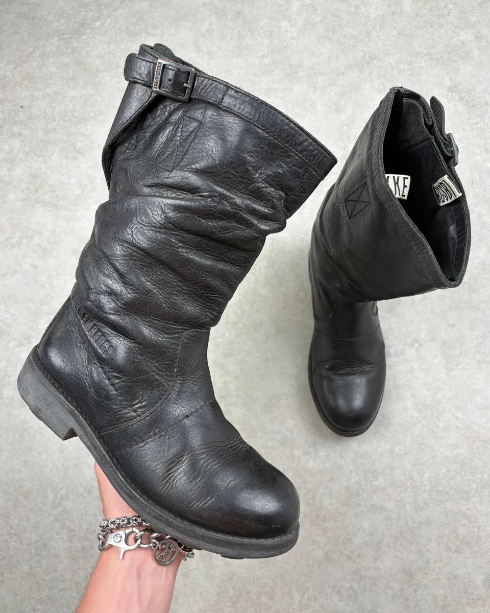 Bikkembergs Black Leather Mid-Calf Boots guXwZFS 0