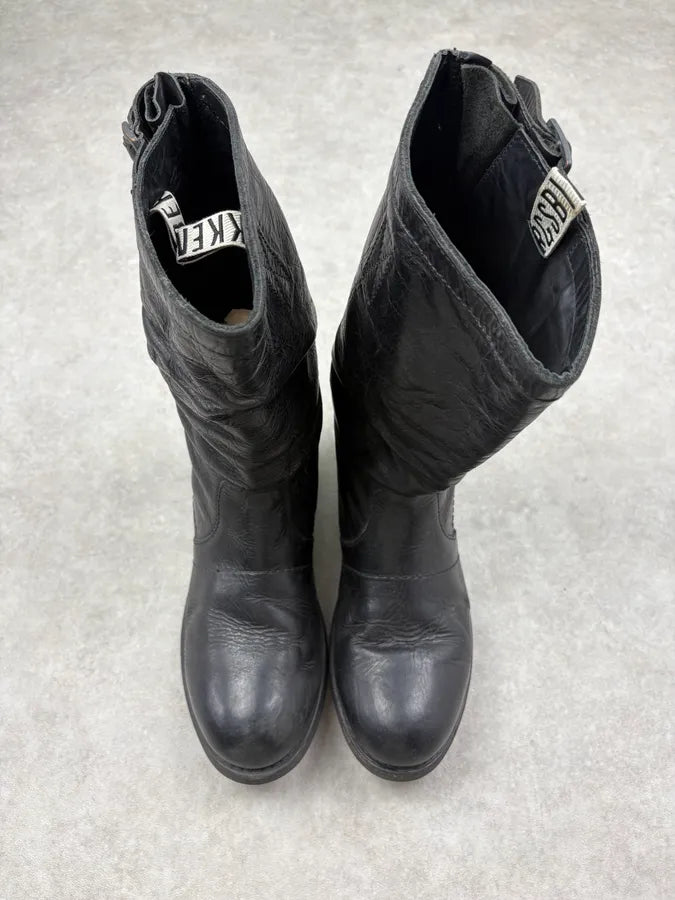 Bikkembergs Black Leather Mid-Calf Boots guXwZFS 1