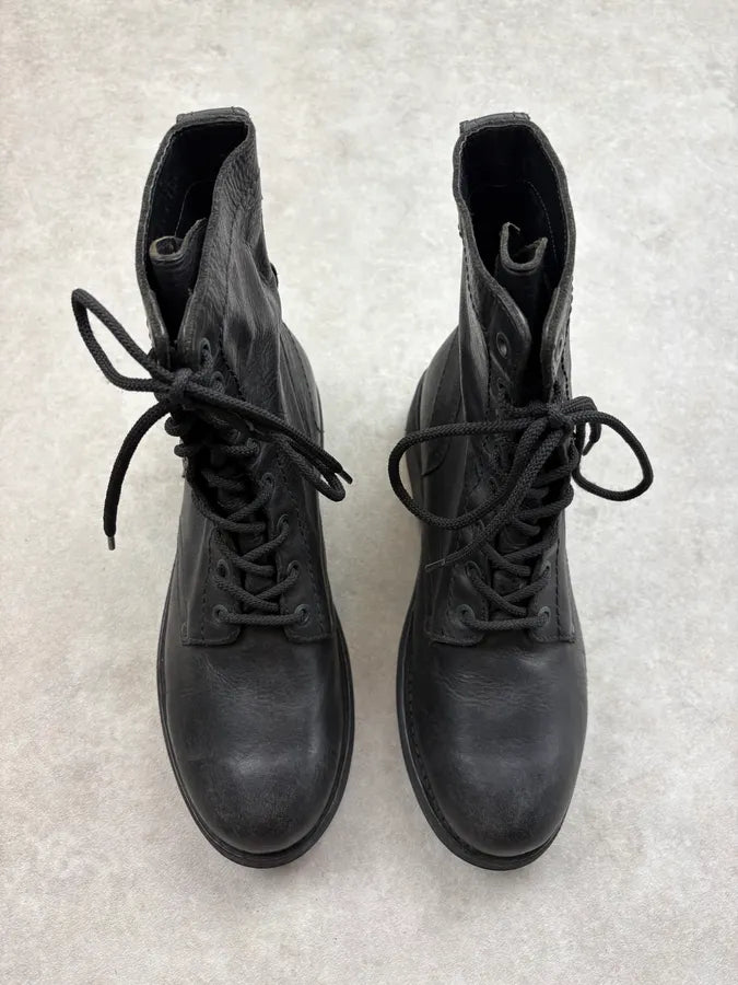 Bikkembergs Black Leather Military Combat Boots oJNVcTR 1