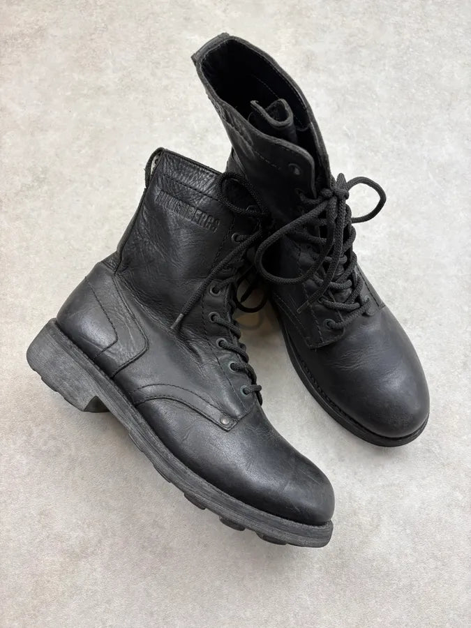 Bikkembergs Black Leather Military Combat Boots oJNVcTR 4