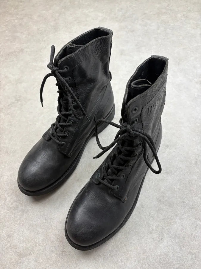 Bikkembergs Black Leather Military Combat Boots oJNVcTR 2