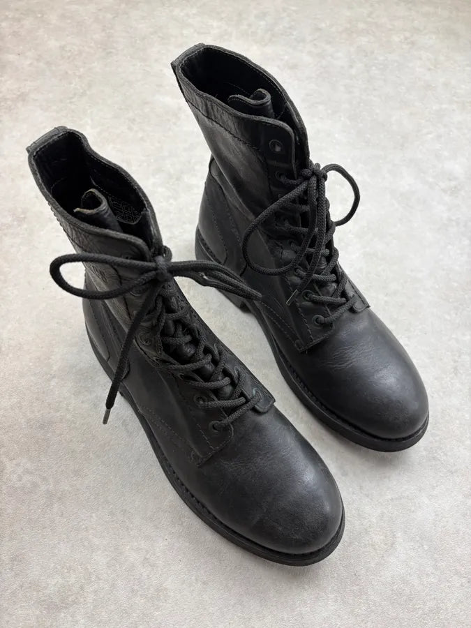 Bikkembergs Black Leather Military Combat Boots oJNVcTR 3