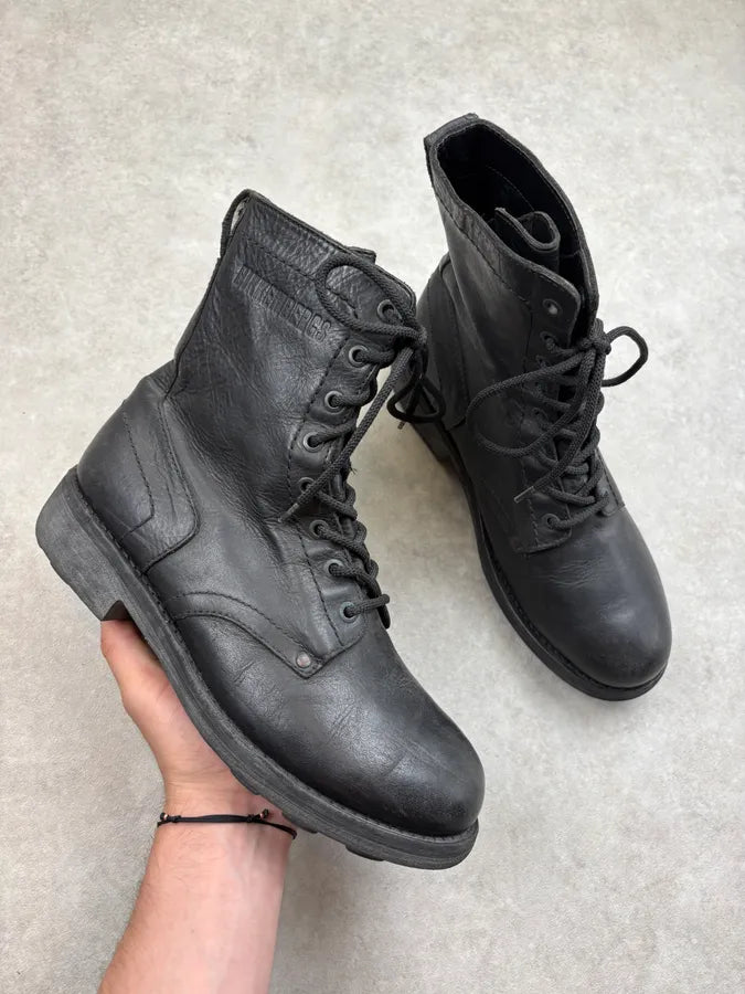 Bikkembergs Black Leather Military Combat Boots oJNVcTR 0